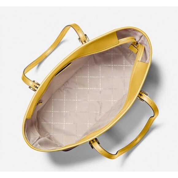 New Michael Kors Jet Set Large Printed Signature Logo Tote Bag Honey - Picture 3 of 5
